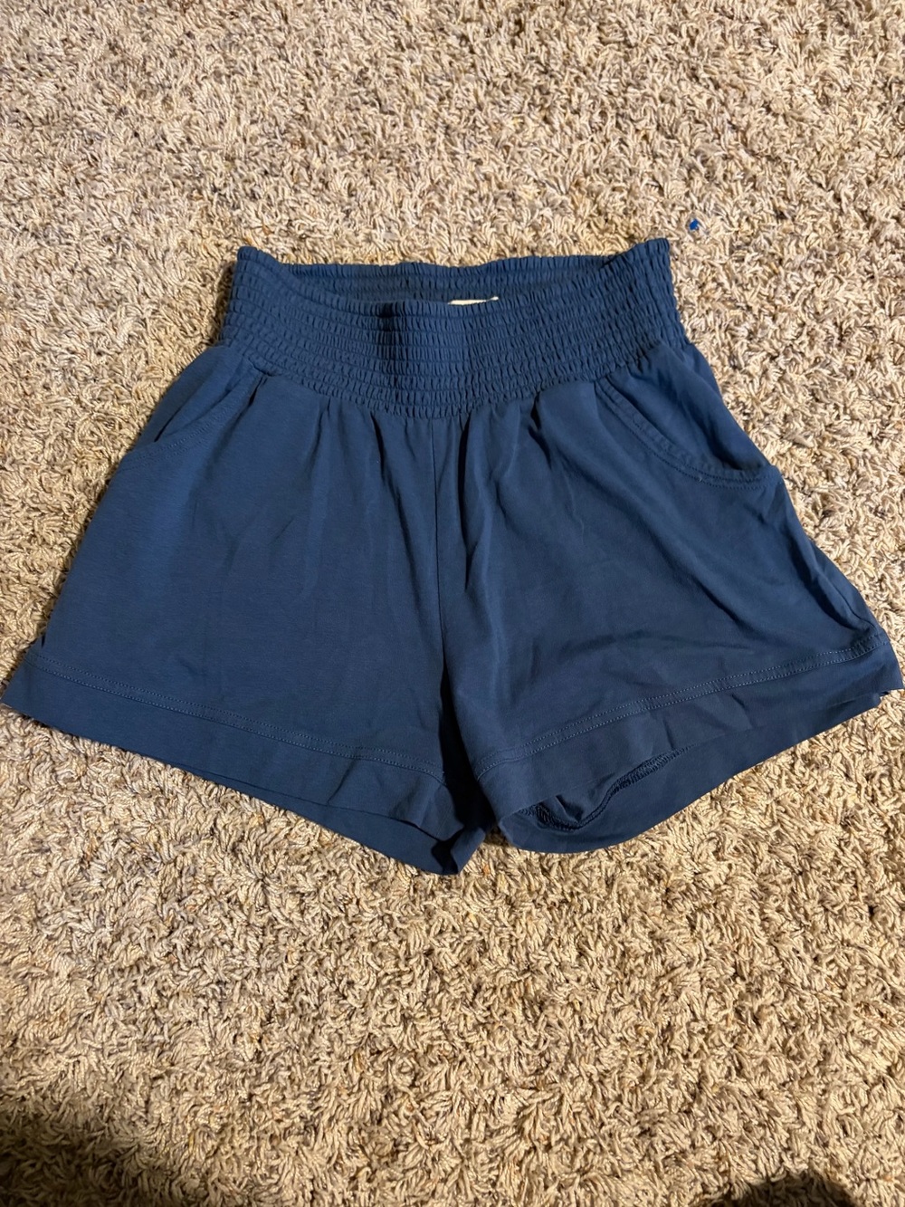 Pact Navy Smocked Waist Casual Shorts